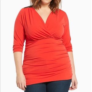 Torrid Shirred Lace inset surplice top